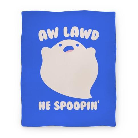Movie Anime Aw Lawd He Spoopin' Ghost Parody Premium Fleece Sherpa Blanket Perfect Gifts For Family On Christmas