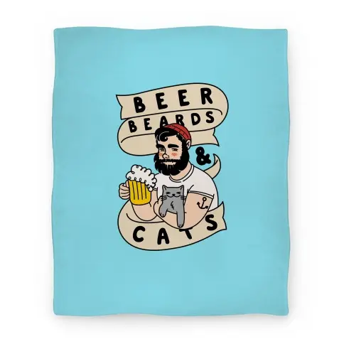 Movie Anime Beer, Beards and Cats Premium Fleece Sherpa Blanket Perfect And Unique Gifts For Family On Christmas