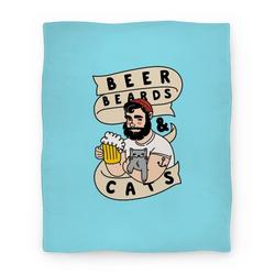 Movie Anime Beer, Beards and Cats Premium Fleece Sherpa Blanket Perfect And Unique Gifts For Family On Christmas