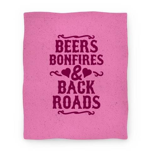 Movie Anime Beers, Bonfires & Backroads Premium Fleece Sherpa Blanket Perfect Gifts For Family On Christmas