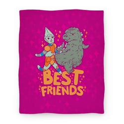 Movie Anime Best Friends Jet Jaguar & Godzilla Premium Fleece Sherpa Blanket Perfect Gifts For Family On Christmas