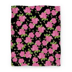 Movie Anime Black and Pink Floral Pattern Premium Fleece Sherpa Blanket Perfect Gifts For Family On Christmas