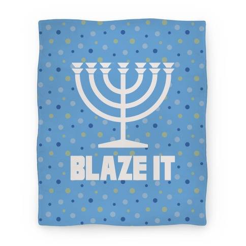 Movie Anime Blaze It Menorah Premium Fleece Sherpa Blanket Perfect And Unique Gifts For Family On Christmas