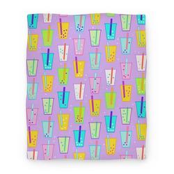 Movie Anime Boba Bubble Tea Pattern Premium Fleece Sherpa Blanket Perfect Gifts For Family On Christmas