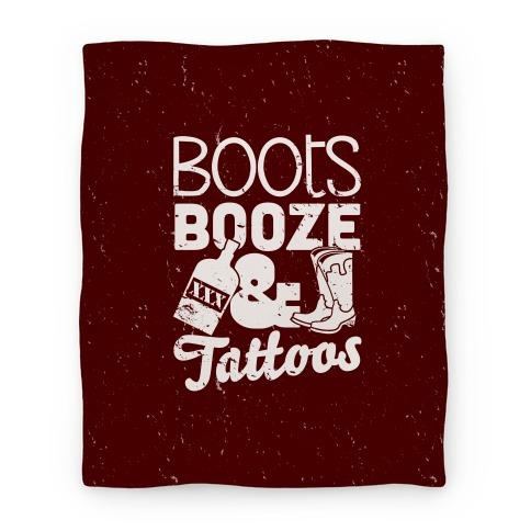 Movie Anime Boots Booze And Tattoos Premium Fleece Sherpa Blanket Perfect Gifts For Family On Christmas