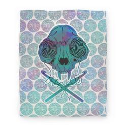 Movie Anime Cat Skull & Crochet Hooks Premium Fleece Sherpa Blanket Perfect Gifts For Family On Christmas