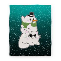 Movie Anime Cat Stack Snowman Premium Fleece Sherpa Blanket Perfect And Unique Gifts For Family On Christmas