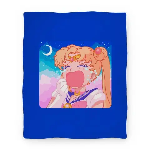 Movie Anime Crying Usagi Sky Premium Fleece Sherpa Blanket Perfect And Unique Gifts For Family On Christmas