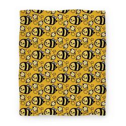 Movie Anime Cute Bumble Bee and Flower Pattern Premium Fleece Sherpa Blanket Perfect Gifts For Family On Christmas