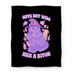Movie Anime Cute But Will Hex a Bitch Cat Premium Fleece Sherpa Blanket Perfect Gifts For Family On Christmas