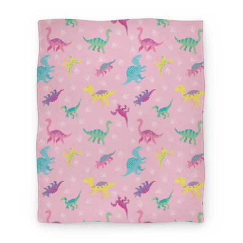 Movie Anime Cute Pastel Pixel Dinosaur Pattern Premium Fleece Sherpa Blanket Perfect Gifts For Family On Christmas