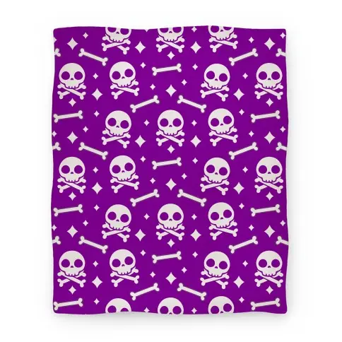 Movie Anime Cute Skull N' Bones Pattern (Purple) Premium Fleece Sherpa Blanket Perfect Gifts For Family On Christmas