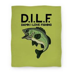 Movie Anime D.I.L.F. Damn I Love Fishing Premium Fleece Sherpa Blanket Perfect Gifts For Family On Christmas