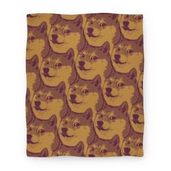 Movie Anime Doge Pattern ( Sepia) Premium Fleece Sherpa Blanket Perfect And Unique Gifts For Family On Christmas