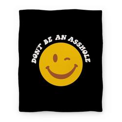 Movie Anime Don't Be An Asshole Winking Smiley Premium Fleece Sherpa Blanket Perfect Gifts For Family On Christmas