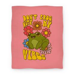 Movie Anime Don't Frog With My Vibes Premium Fleece Sherpa Blanket Perfect Gifts For Family On Christmas