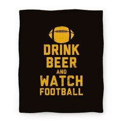 Movie Anime Drink Beer And Watch Football (Black and Yellow) Premium Fleece Sherpa Blanket Perfect Gifts For Family On Christmas