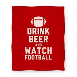 Movie Anime Drink Beer And Watch Football (Red and White) Premium Fleece Sherpa Blanket Perfect Gifts For Family On Christmas