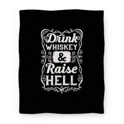 Movie Anime Drink Whiskey and Raise Hell Premium Fleece Sherpa Blanket Perfect Gifts For Family On Christmas