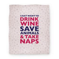 Movie Anime Drink Wine Save Animals Take Naps Premium Fleece Sherpa Blanket Perfect Gifts For Family On Christmas