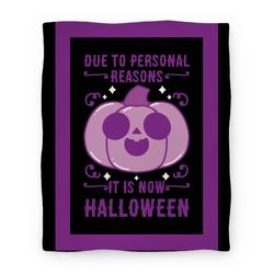 Movie Anime Due To Personal Reasons It Is Now Halloween Pumpkin (Purple) Premium Fleece Sherpa Blanket