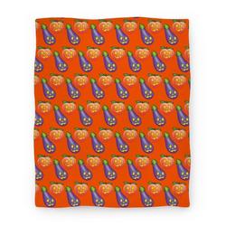 Movie Anime Eggplant and Peach Jack-O-Lantern Pattern Premium Fleece Sherpa Blanket Perfect Gifts For Family On Christmas