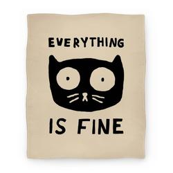 Movie Anime Everything Is Fine Cat Premium Fleece Sherpa Blanket Perfect Gifts For Family On Christmas