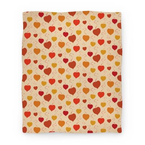 Movie Anime Falling Heart Shaped Autumn Leaves Pattern Premium Fleece Sherpa Blanket Perfect Gifts For Family On Christmas