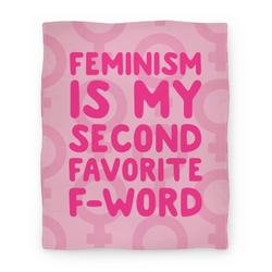 Movie Anime Feminism Is My Second Favorite F-Word Premium Fleece Sherpa Blanket Perfect Gifts For Family On Christmas