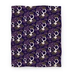 Movie Anime Feminist Symbol and Lotus Flowers Pattern Premium Fleece Sherpa Blanket Perfect Gifts For Family On Christmas