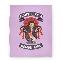Movie Anime Fight Like a Demon Girl Nezuko Premium Fleece Sherpa Blanket Perfect Gifts For Family On Christmas