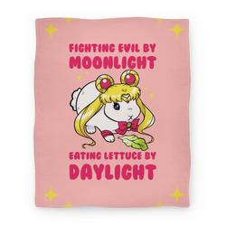 Movie Anime Fighting Evil By Moonlight Eating Lettuce By Daylight Premium Fleece Sherpa Blanket Perfect Gifts For Family Christmas