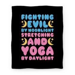 Movie Anime Fighting Evil By Moonlight Stretching and Yoga By Daylight Premium Fleece Sherpa Blanket Perfect Gifts For Christmas