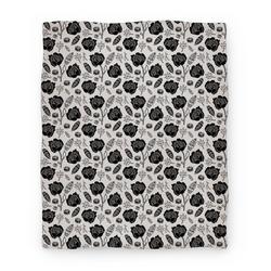 Movie Anime Floral and Leaves Pattern (Gray) Premium Fleece Sherpa Blanket Perfect Gifts For Family On Christmas