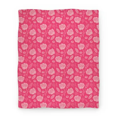 Movie Anime Floral and Leaves Pattern (Pink) Premium Fleece Sherpa Blanket Perfect Gifts For Family On Christmas