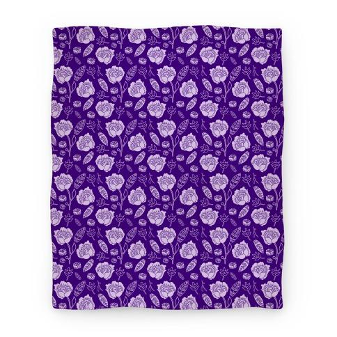 Movie Anime Floral and Leaves Pattern (Purple) Premium Fleece Sherpa Blanket Perfect Gifts For Family On Christmas