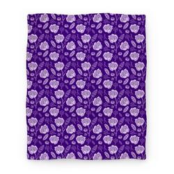 Movie Anime Floral and Leaves Pattern (Purple) Premium Fleece Sherpa Blanket Perfect Gifts For Family On Christmas