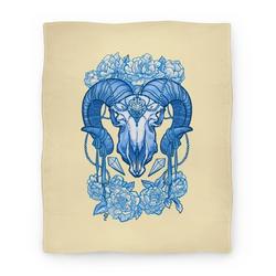 Movie Anime Flowery Ram Skull Premium Fleece Sherpa Blanket Perfect And Unique Gifts For Family On Christmas