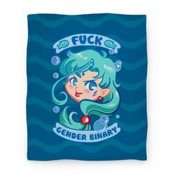Movie Anime F*** Gender Binary Parody Premium Fleece Sherpa Blanket Perfect Gifts For Family On Christmas