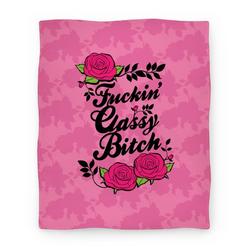 Movie Anime F***in' Classy Bitch Premium Fleece Sherpa Blanket Perfect And Unique Gifts For Family On Christmas