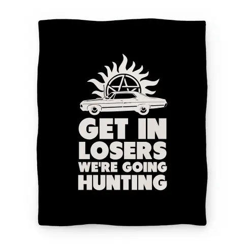 Movie Anime Get in Loser We're Going Hunting Premium Fleece Sherpa Blanket Perfect Gifts For Family On Christmas