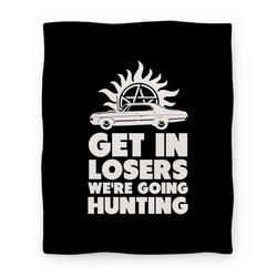 Movie Anime Get in Loser We're Going Hunting Premium Fleece Sherpa Blanket Perfect Gifts For Family On Christmas