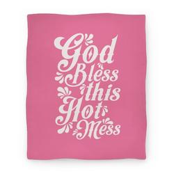 Movie Anime God Bless This Hot Mess Premium Fleece Sherpa Blanket Perfect Gifts For Family On Christmas