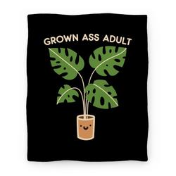 Movie Anime Grown Ass Adult Monstera Premium Fleece Sherpa Blanket Perfect Gifts For Family On Christmas