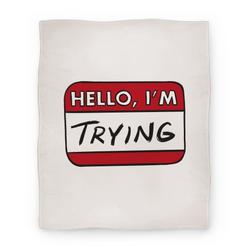 Movie Anime Hello I'm Trying Premium Fleece Sherpa Blanket Perfect And Unique Gifts For Family On Christmas