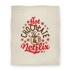 Movie Anime Hot Chocolate And Netflix Premium Fleece Sherpa Blanket Perfect Gifts For Family On Christmas