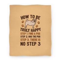 Movie Anime How To Be Truly Happy: Pug Hugs Premium Fleece Sherpa Blanket Perfect Gifts For Family On Christmas