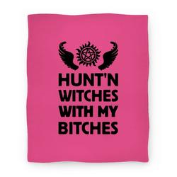 Movie Anime HUNT'N WITCHES WITH MY BITCHES Premium Fleece Sherpa Blanket Perfect Gifts For Family On Christmas