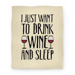 Movie Anime I Just Want To Drink Wine And Sleep Premium Fleece Sherpa Blanket Perfect Gifts For Family On Christmas