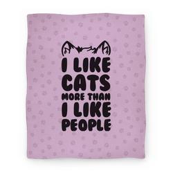 Movie Anime I Like Cats More Than I Like People Premium Fleece Sherpa Blanket Perfect Gifts For Family On Christmas